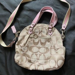 Coach Purse Poppy Signature Handbag/Crossbody/Shoulder Khaki/Pink